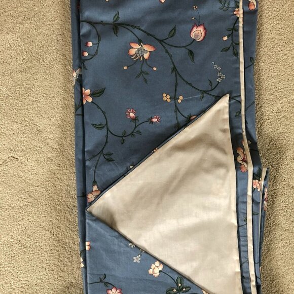 Vtg Custom Made Lined Valance Window Treatment Floral Print Blue Grn Pink Wht - Picture 1 of 2